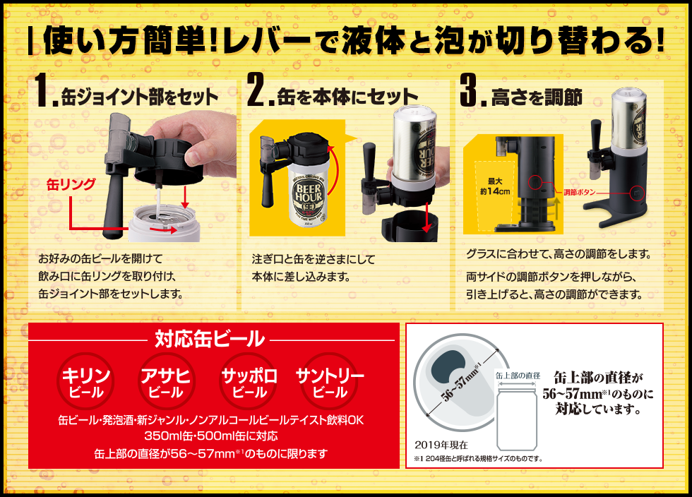 使い方簡単!レバーで液体と泡が切り替わる!
